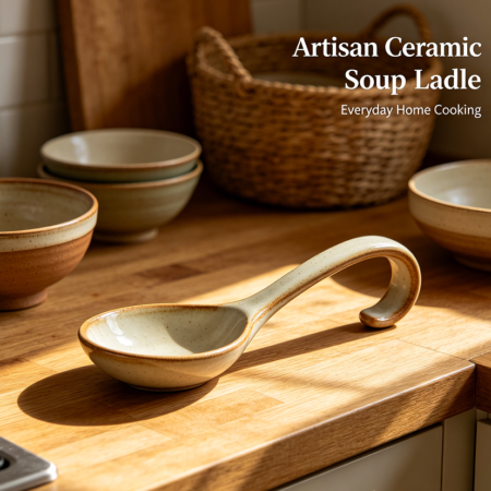 Handcrafted Ceramic Soup Ladle for Everyday Home Cooking